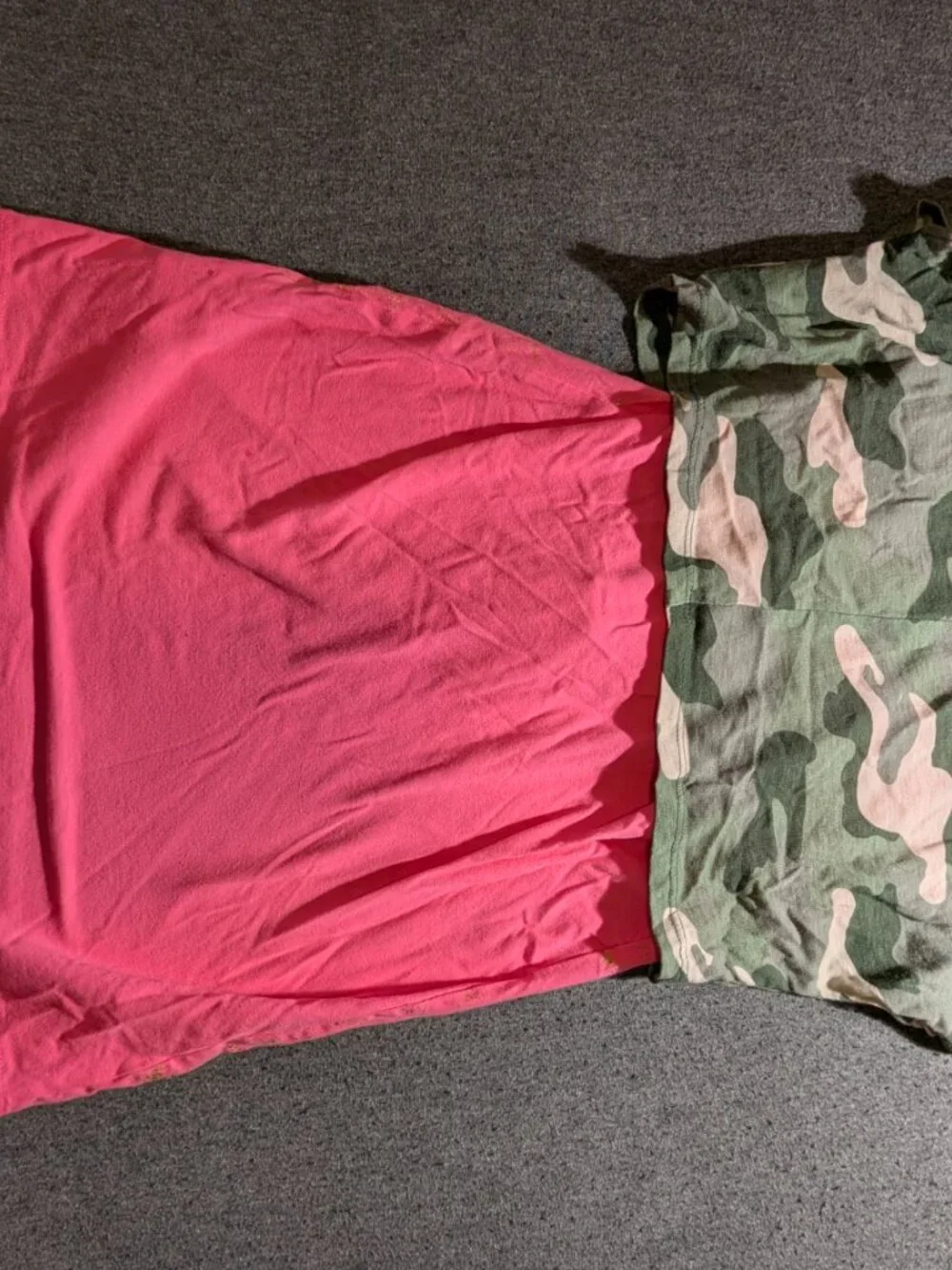 Justice Girls Size 8 Layered Look Top Camo Skull Glitter Tie Front Pink Gold